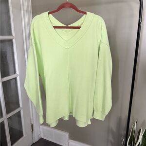 Aerie Women's V-Neck Sweater in Light Green